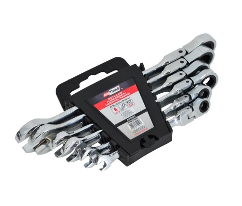 AW KLUCZ PŁASKO-OCZKOWY Z GRZECH.PRZEGUB. KPL. 6szt 8-19mm - 2503006
