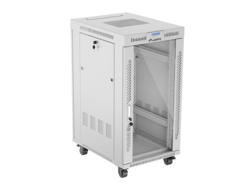LANBERG SZAFA RACK STOJĄCA 19" 22U 600X800 SZARA DRZWI SZKLANE LCD V2 (FLAT PACK) - 2506082