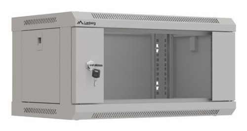 Szafa instalacyjna rack wisząca 19" 4U 540X350 szara drzwi przeszklone Lanberg (flat pack) - 2465605