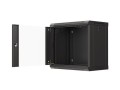 Szafa instalacyjna rack wisząca 19" 9U 540x350 czarna drzwi przeszklone Lanberg (FLAT PACK) - 2506187