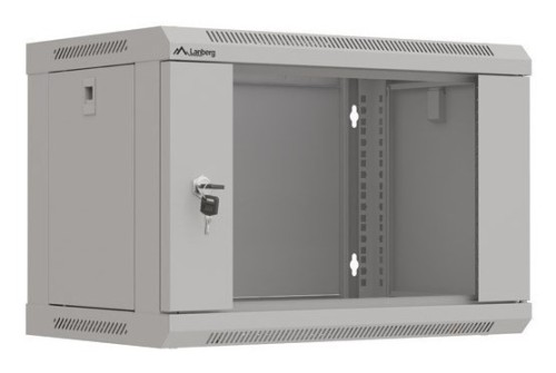Szafa instalacyjna rack wisząca 19" 6U 540x350 szara drzwi przeszklone Lanberg (Flat Pack) - 2465603