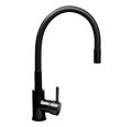 Czarny zestaw zlew z baterią giętką - Zlewozmywak MAIDSINKS BALI (62x44) 1B1D czarny + Bateria Flessi Black Edition - 2509309