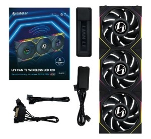 Lian Li UNI FAN TL Wireless LCD Lüfter, ARGB, PWM, 3er-Pack inkl. Controller - 120 mm, schwarz