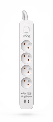 Listwa zasilająca KERG z wyłącznikiem-4 gniazda USBC+USBA 16A 1,5m - 2513082