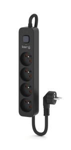 Urządzenie zasilające zabezpieczające KERG z wyłącznikiem 4 gniazda czarne 3m 16A H05VV-F 3x1,5mm2
