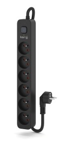 Urządzenie zasilające zabezpieczające KERG z wyłącznikiem 6 gniazd czarne 5m 16A H05VV-F 3x1,5mm2