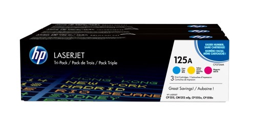 HP 125A zestaw 3 oryginalnych wkładów z tonerem LaserJet: błękitny/purpurowy/żółty - 2068488