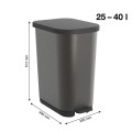 Rotho kosz na śmieci z pedałem RIBO grafitowy 35L - 2517858
