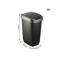 Rotho kosz na śmieci obrotowy TWIST srebrny 25L - 2517885