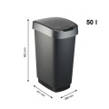 Rotho kosz na śmieci obrotowy TWIST srebrny 50L - 2517917