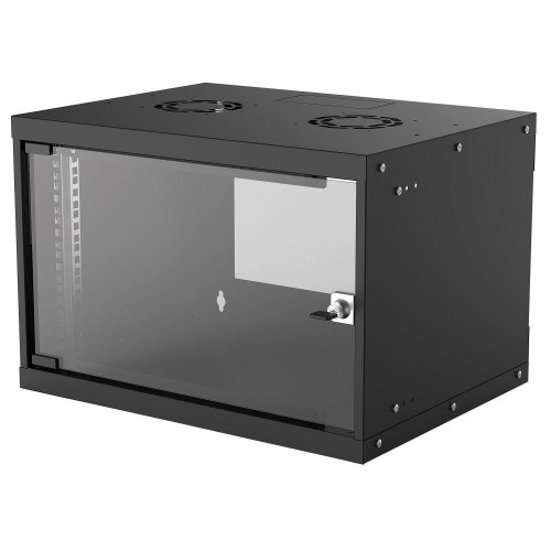 Szafa wisząca Intellinet BASIC, 6U, 540x400, Rack 19", szklane drzwi, FLATPACK, czarna - 694134