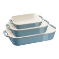 Zwilling STAUB 40508-172-0 Zestaw 3 prostokątnych półmisków ceramicznych - antyczny turkusowy - 2277971