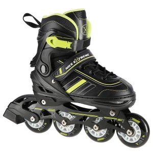Łyżworolki NILS Extreme NH18191 2w1 czarno-limonkowe rozm. L (39-43) z wymienną płozą hokejową