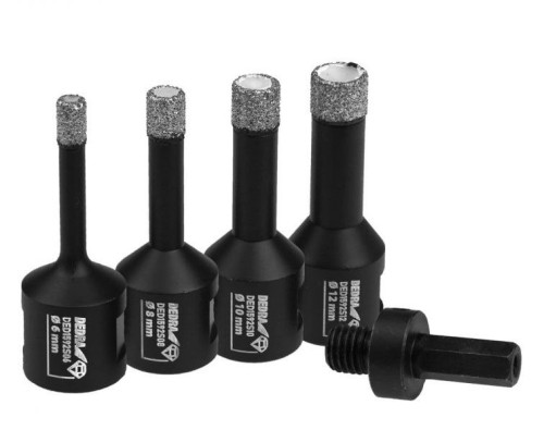 Zestaw koronek diamentowych vacuum brazed 6,8,10,12mm + adapter - 2431692