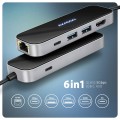 AXAGON HMC-6GLN Hub USB, 2x USB-A, 1x USB-C, 1x HDMI 2.0, 1x RJ45, 100 W PD – srebrny - 2517204