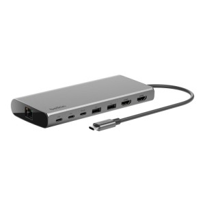 BELKIN HUB USB-C 8W1, 10 GBPS, 2X HDMI 4K SZARY