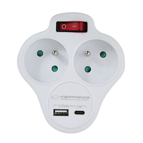ESPERANZA ROZGAŁĘŹNIK ELEKTRYCZNY 2 GN. USB-C USB-A WŁ. BIAŁY ELK311W - 2537111