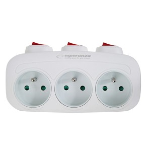 ESPERANZA ROZGAŁĘŹNIK ELEKTRYCZNY 3 GNIAZDA Z WYŁĄCZNIKAMI BIAŁY ELK307W