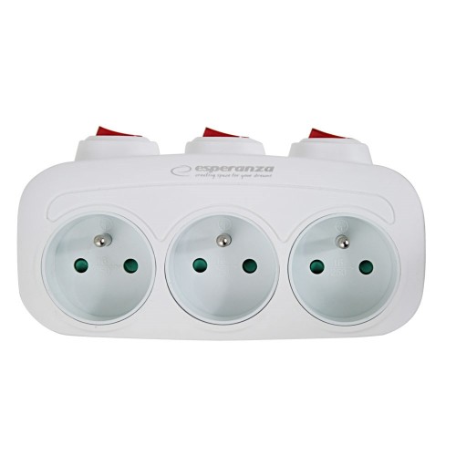 ESPERANZA ROZGAŁĘŹNIK ELEKTRYCZNY 3 GNIAZDA Z WYŁĄCZNIKAMI BIAŁY ELK307W - 2537141