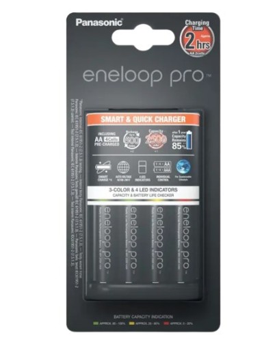 ŁADOWARKA PANASONIC SMARTPLUS + 4x AA ENELOOP PRO 2500 mAh - 2490058