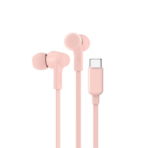 BELKIN SŁUCHAWKI PRZEWODOWE DOUSZNE USB-C, RÓŻOWE