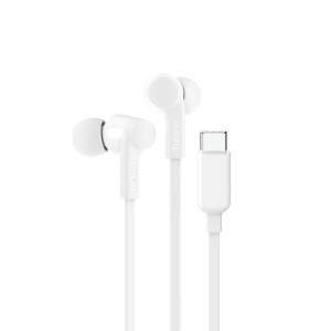 BELKIN SŁUCHAWKI PRZEWODOWE DOUSZNE USB-C, BIAŁE
