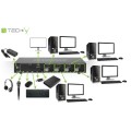 Techly IDATA DP-KVM4 przełącznik KVM Możliwości montowania w stelażu Czarny - 2550405