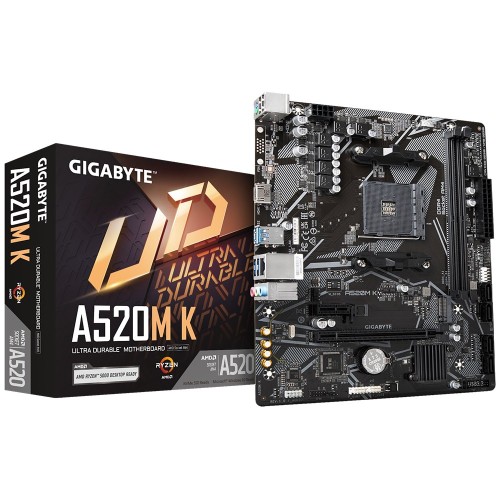 Płyta główna Gigabyte A520M K, chipset AMD A520, gniazdo AM4, 2xDDR4, format mATX - 2554806