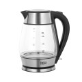 Czajnik elektryczny TEESA, szklany + inox, 2000 W, czarny, 1,7 L - 1895339