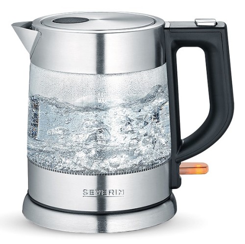 SEVERIN CZAJNIK ELEKTR. SZKŁO-STAL, POJ. 1 L, ZAKRYTA GRZAŁKA, FILTR ANTYWAPNIOWY, LAMPKA KONTROLNA, MOC 2200W WK3468 - 2580515