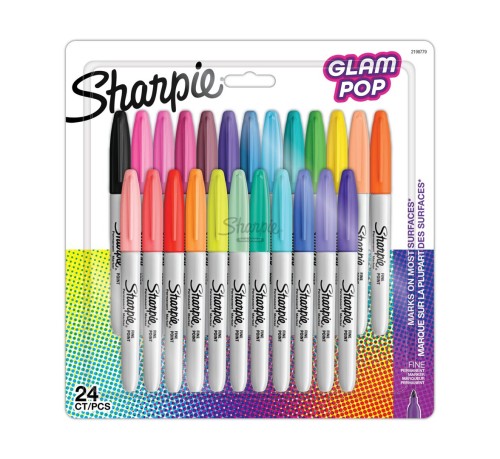 Sharpie 2198779 marker 24 szt. Końcówka cienka Czarny, Niebieski, Zielony, Pomarańczowy, Różowy, Czerwony, Żółty - 2364933