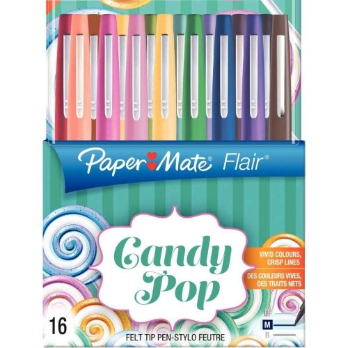 Papermate Flair Candy Pop mazak Średni Wielobarwny 16 szt. - 2584589