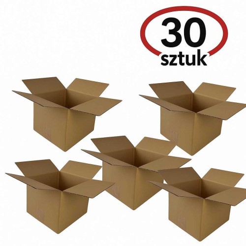 KARTON KLAPOWY, pudełko zrobione z tektury 3W 3 warstwowej, kolor szaro/brązowy, 200X200X200mm + BIGA 155 320G/M2 30 SZTUK - 2452518