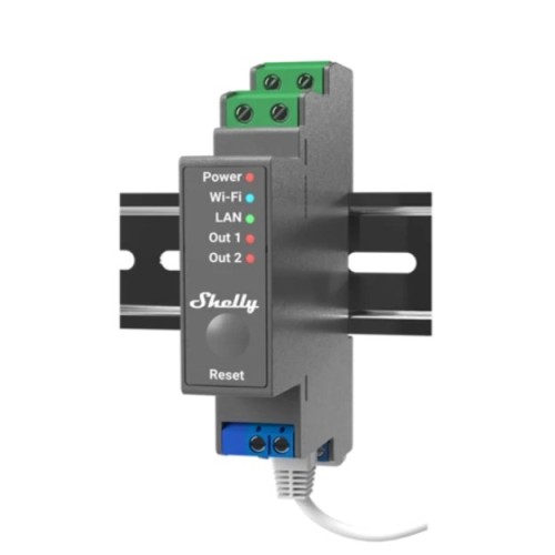 Router Shelly Pro2 - Niebieski - Zielony - 802.11b - 802.11g - Wi-Fi 4 (802.11n) - 2.484 GHz - 30 m - 13.35 dBmW - 2 kanały - 2584544