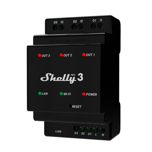 Inteligentny przełącznik Shelly "Pro 3" WLAN & LAN switching drive 3 x 16 A - 2329914