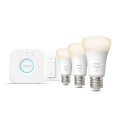 Philips Hue W Starter Kit 9,5W A60 E27 3szt, mostek, przełącznik Philips Hue Hue W Starter Kit 9,5W A60 E27, 3szt., mostek, przełącznik E27 9,5 W Ciepły Biały 2700K Bluetooth i Zigbee - 2292101