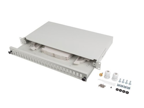 Przełącznica światłowodowa LANBERG 24xSC duplex / 24xLC quad RACK 19" 1U szara + akcesoria - 2312855