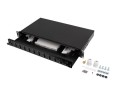 Przełącznica światłowodowa LANBERG 12xSC duplex / 12xLC quad rack 19" 1U czarna + akcesoria - 2588293