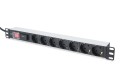 Digitus Listwa zasilająca PDU 19" Rack, 7x gniazdo schuko, 2.0m, 1x wtyk unischuko, 16A, wł./wył., zabezpieczenie przepięciowe, profil aluminiowy - 2352446