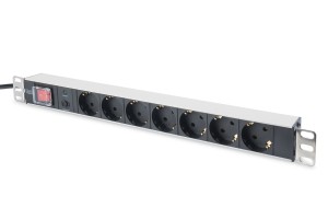 Listwa zasilająca DIGITUS PDU 19" RACK 7xSchuko kabel 2m 1xSchuko 16A wł./wył. zabezpieczenie aluminiowa