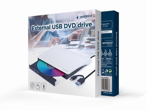 GEMBIRD ZEWNĘTRZNA NAGRYWARKA DVD 8X, CD 24X USB 3.1 SLIM CZARNO-BIAŁA - 2149712