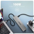 AXAGON HMC-7HX2 Hub USB, 2x USB-A, 1x USB-C, 2x HDMI 2.0, 1x RJ45, 100 W PD – srebrny - 2517187