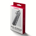 AXAGON HMC-7HX2 Hub USB, 2x USB-A, 1x USB-C, 2x HDMI 2.0, 1x RJ45, 100 W PD – srebrny - 2517197