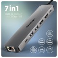 AXAGON HMC-7HX2 Hub USB, 2x USB-A, 1x USB-C, 2x HDMI 2.0, 1x RJ45, 100 W PD – srebrny - 2517201