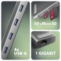 Koncentrator wieloportowy AXAGON HMC-10HLS, 4x USB-A i 2x USB-C, HDMI 4K/60Hz, RJ-45, SD/microSD, PD 100W - 2202352