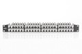 Panel krosowy high density 19" 48x keystone, ekranowany, 1U, czarny, prowadnica kabli,pola opisowe - 2221632