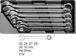 WKŁADKA DO SZUFLADY Z KLUCZEM PŁASKO-OCZKOWYM, 6 CZĘŚCI, 22-32 MM