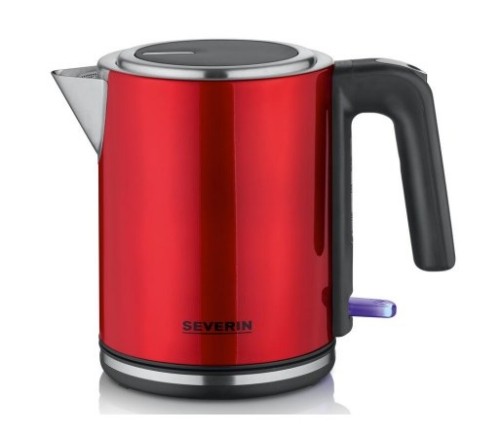 SEVERIN CZAJNIK ELEKTRYCZNY STALOWY, LAKIEROWANA CZERWIEŃ, ZAKRYTY ELEMENT GRZEJNY, OTWÓR XXL, WOLNY OD BPA, 1L, 2400W WK3427 - 2602636