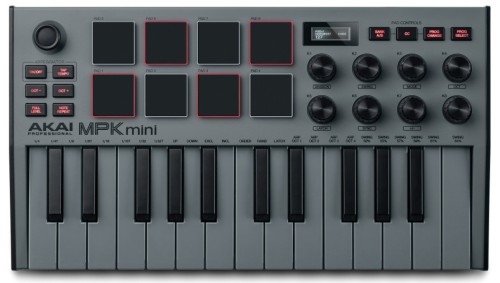 Klawiatura sterująca AKAI MPK Mini MK3 kontroler MIDI USB Czarny, Szary - 2606068