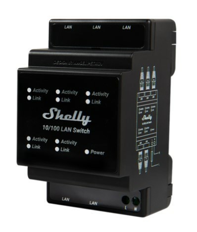 Switch LAN Shelly - gniazdko - 5 portów - 10/100 Mbit - 2588305